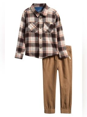 Toddler Brown Plaid Two-Piece Set